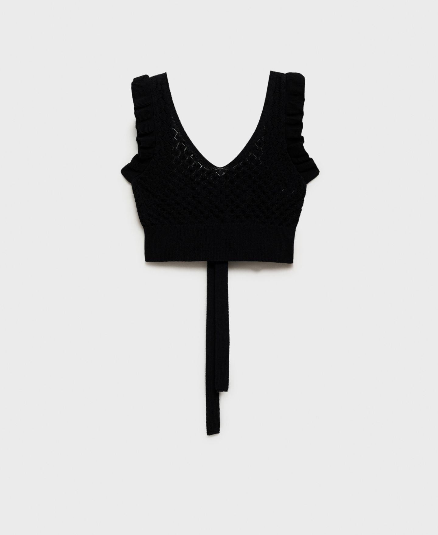 Женский топ Mango Back Bow Detail Crop, цвет: Чёрный — фото 6