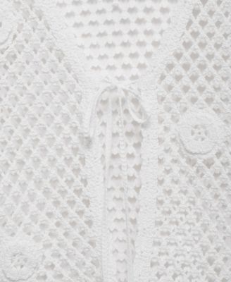 Women's Bow Closure Crochet Cardigan