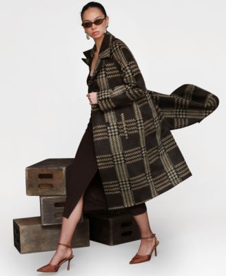 Women's Single-Breasted Plaid Coat