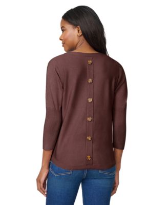 Women's Boatneck Button-Back Dolman-Sleeve Sweater
