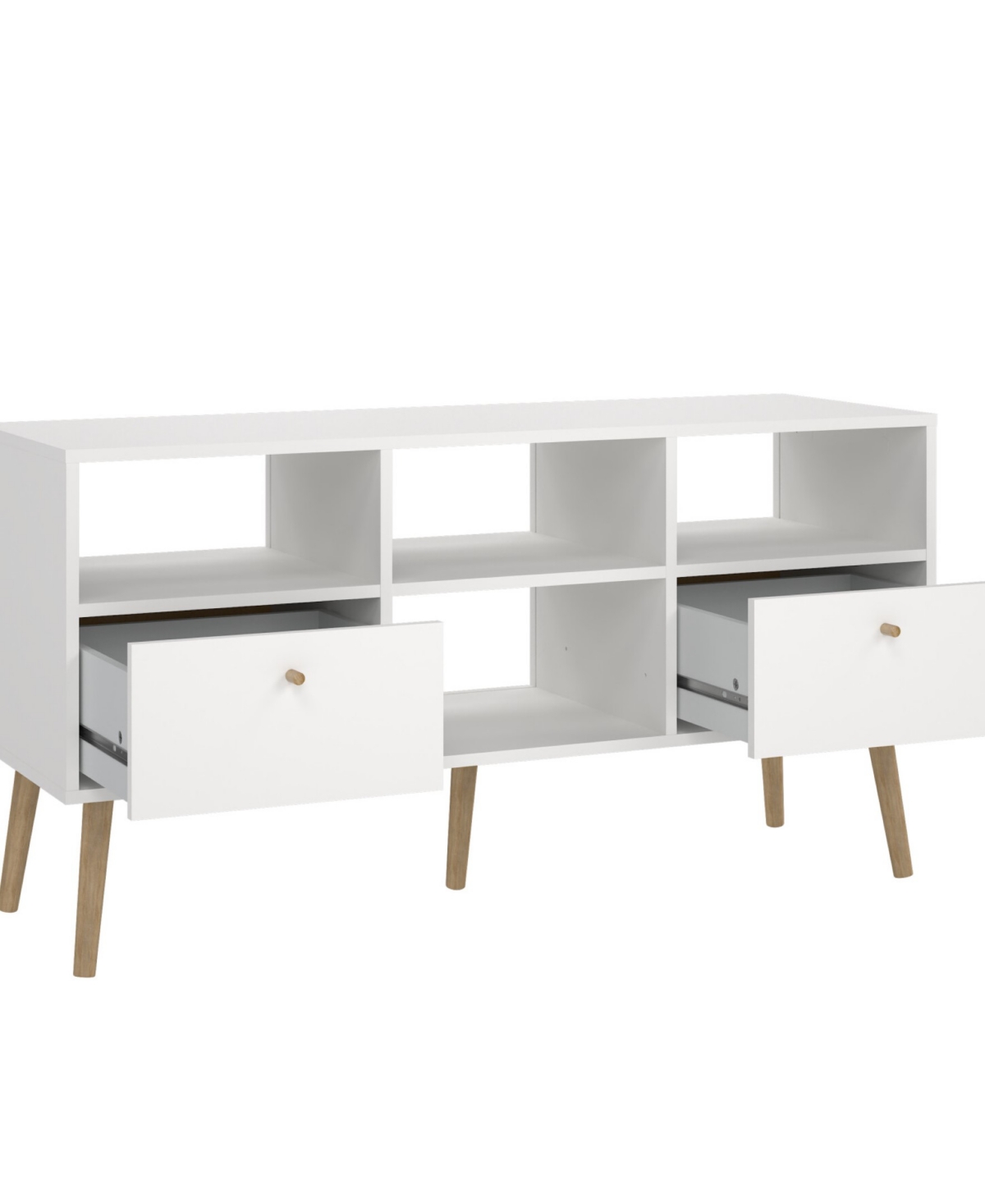 Tvilum 23.94" Wood 2 Drawer And 4 Shelf Tv Stand In White