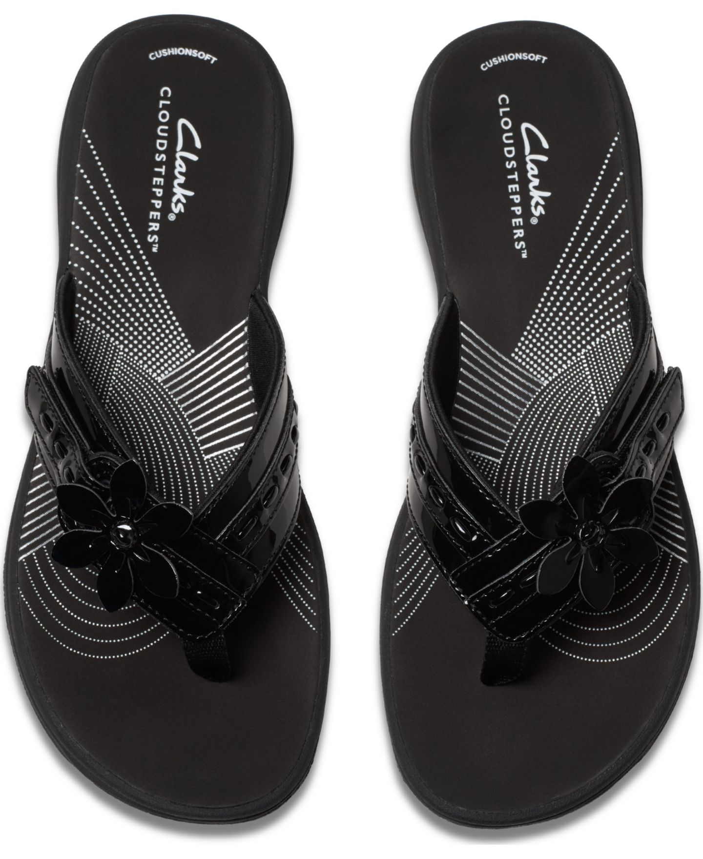 Женские сандалии Clarks Cloudsteppers Breeze Opal H Flip-Flops, цвет: Чёрный лаковый — фото 5