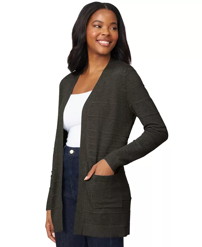 Women's Ribbed Open-Front Long Cardigan - thumbnail 3