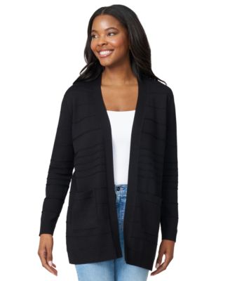 Women's Ribbed Open-Front Long Cardigan