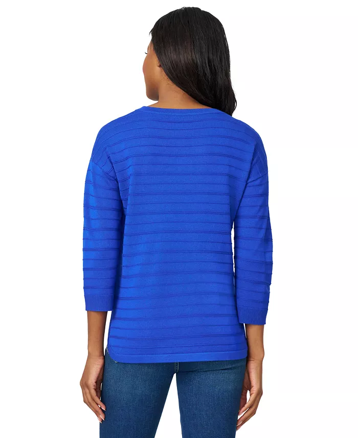 Women's Ottoman-Rib Crewneck 3/4-Sleeve Sweater - thumbnail 8