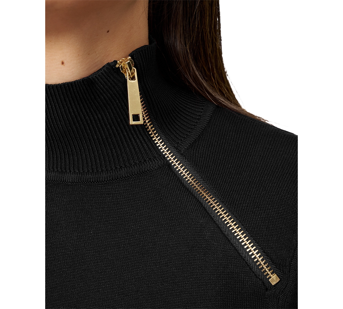 Melissa Paige Women's Mock-neck Side-zip Sweater In Black