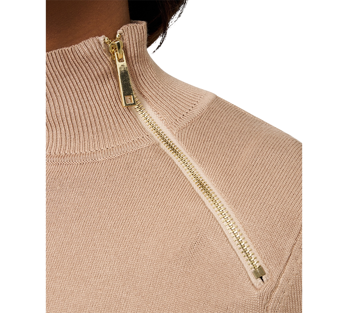 Melissa Paige Women's Mock-neck Side-zip Sweater In Neutral
