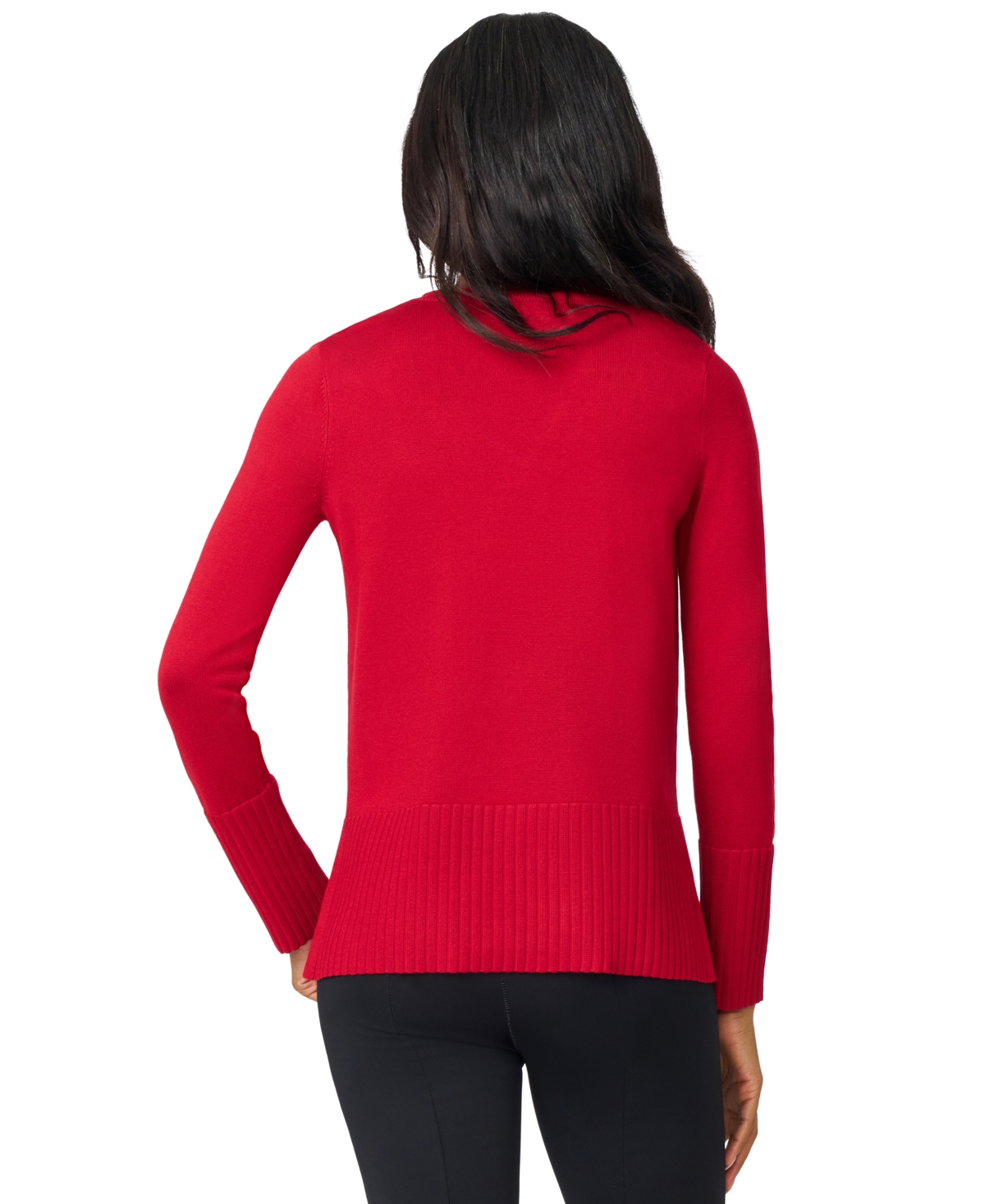 Melissa Paige Women's V-neck Wide-hem Wide-cuff Sweater In Red