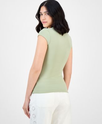 売れ筋商品|||ジェイエムコレクション カットソー トップス レディース Plus Size Cotton Square-Neck Floral-Appliqu Top, Exclusively at Macy's Bright  White MakeMeChic Women's Floral Print Mesh Long Sleeve Square Neck
