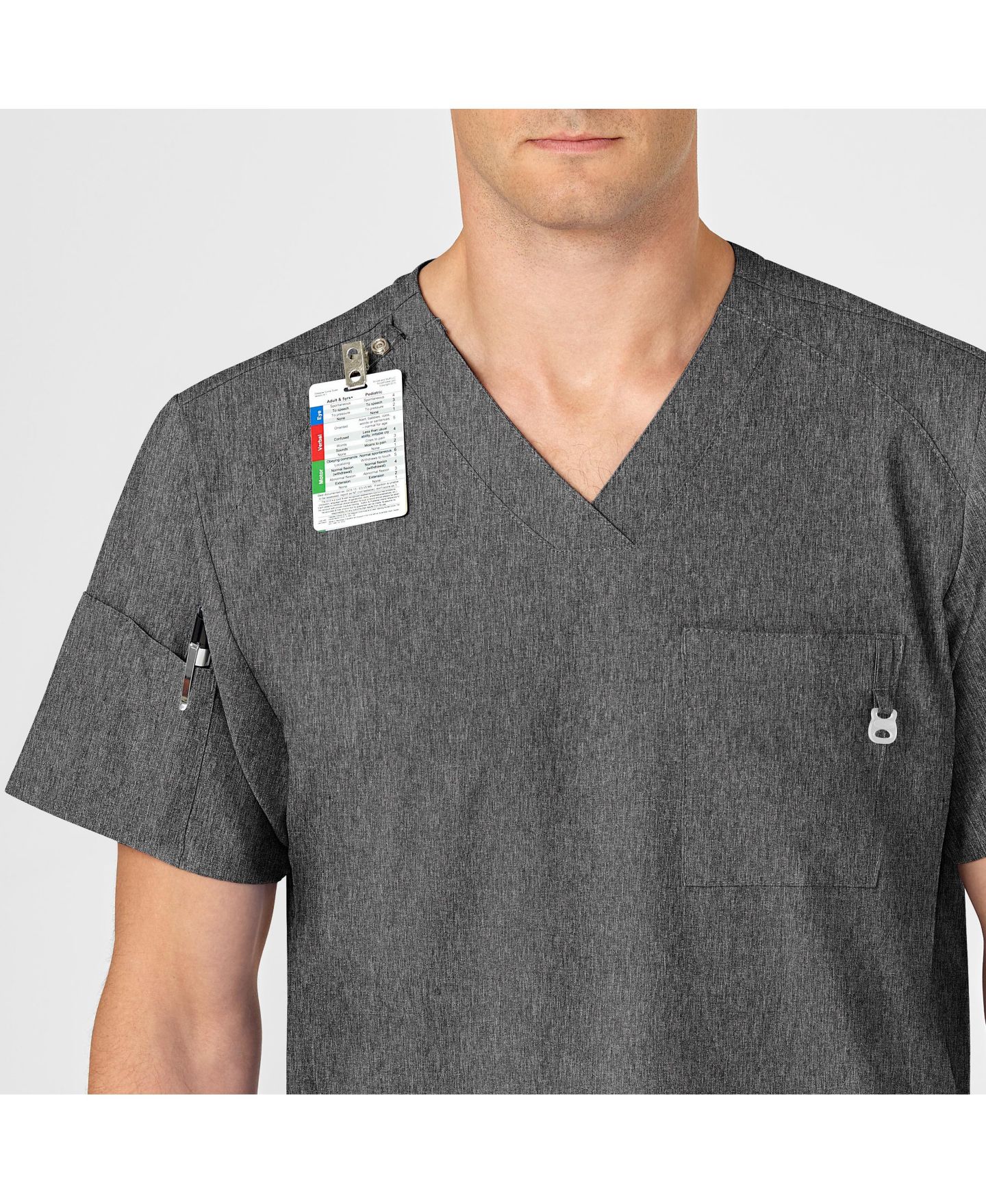 Мужской топ Wink W123 V-Neck Scrub, цвет: Угольный меланжевый — фото 6