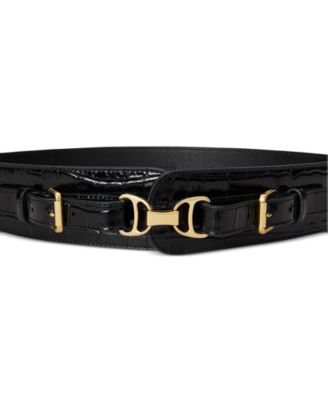 Women's Equestrian Croc-Embossed Leather Belt