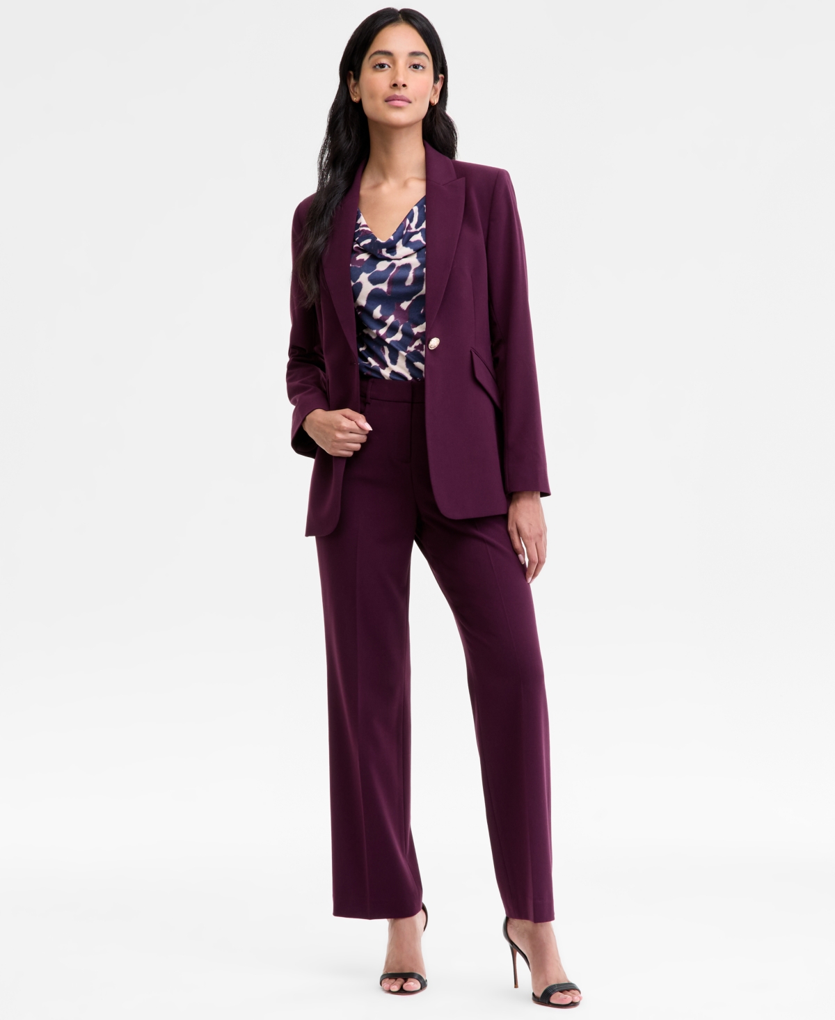 Tahari Asl Petite Flare-leg Pants, Regular & Petite In Burgundy