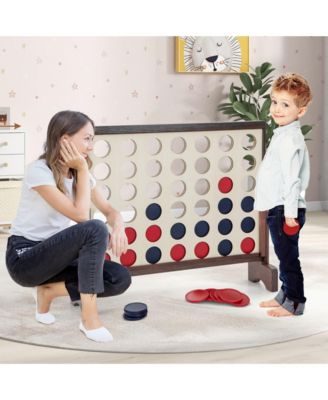 Giant 4-in-a-row Game Set Wooden Jumbo 4-to-Score Game with Carrying Bag