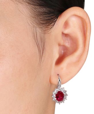Lab-Created Gemstone & Diamond Accent Drop Earrings in Sterling Silver