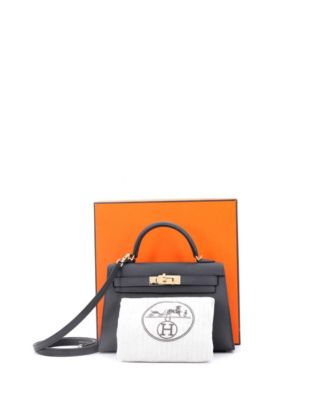 Pre-Owned Hermes Kelly 20 Handbag Grey Epsom with Permabrass Hardware