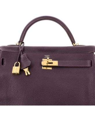 Pre-Owned Hermes Kelly 32 Handbag Purple Togo with Gold Hardware