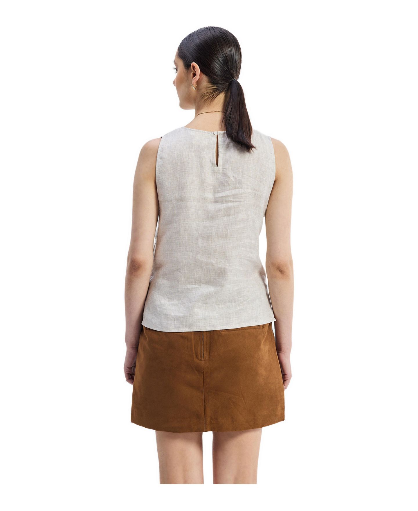 Женский топ Reistor Boat Neck in Checkered Linen, цвет: Льняной клетчатый — фото 2