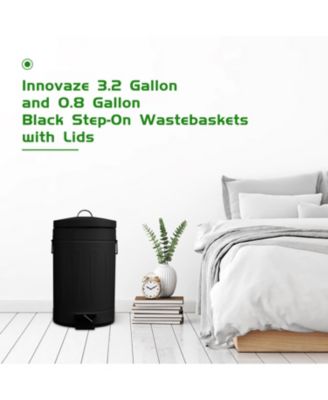 3.2 Gal./12 Liter and 0.8 Gal./3 Liter Old Time Style Round Black Color Metal Step-on Trash Can Set