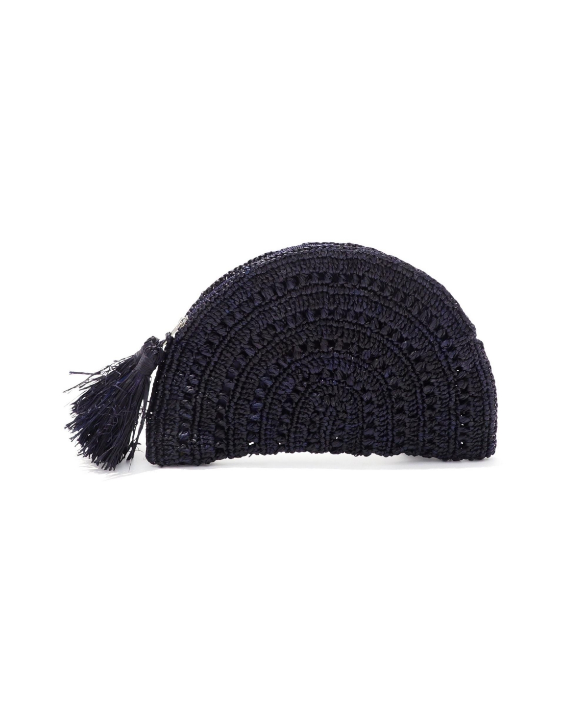 Adornia Navy Raffia Moon Clutch - Blue