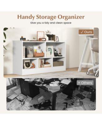 Kids 2-Shelf Bookcase 5-Cube Wood Toy Storage Cabinet Organizer