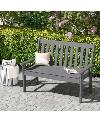 Garden Bench All-Weather HDPE 2-Person Outdoor Bench for Front Porch Backyard