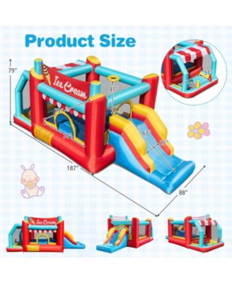 Inflatable Bounce House 5-in-1 Ice Cream Jumping Castle w/ 480W Blower