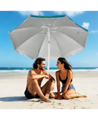 6.5 FT Beach Umbrella for Sand Heavy-Duty Sunshade Parasol w/ Sand Anchor