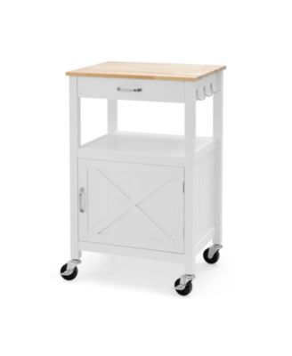 Rolling Kitchen Island Cart with Drawer and Side Hooks