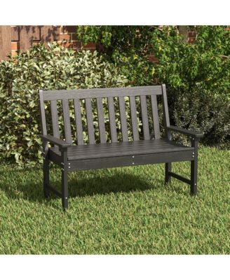 Garden Bench All-Weather HDPE 2-Person Outdoor Bench for Front Porch Backyard
