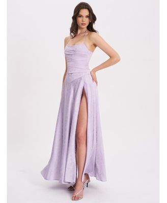 Women's Raegan Taro Purple Jacquard Rouched Maxi Dress