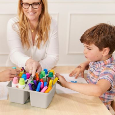 4-Compartment Medium Caddy, Grey, 6-Pack