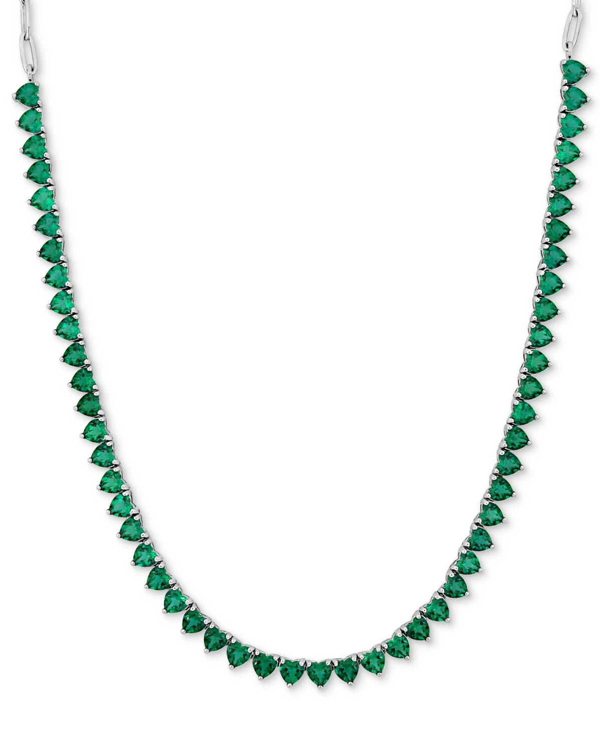 Macy's Lab-created Gemstone 18" Collar Necklace In Sterling Silver In Green