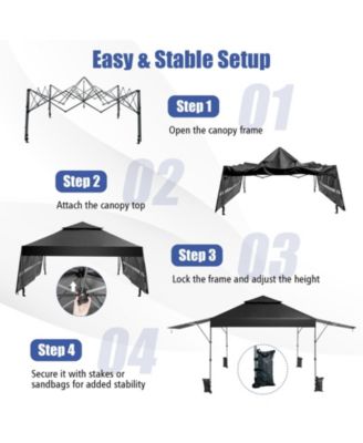 Outdoor Instant Pop-up Canopy Tent with Dual Half Awnings