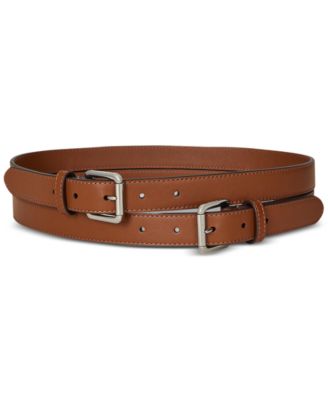 Lauren Ralph Lauren - Double-Buckle Stacked Wide Leather Belt