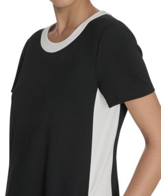 Women's Short-Sleeve Scuba Crepe Shift Dress