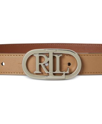 Oval-Logo Reversible Leather Skinny Belt	