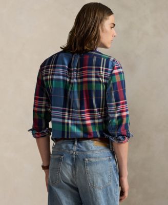 Men's Custom-Fit Plaid Oxford Shirt