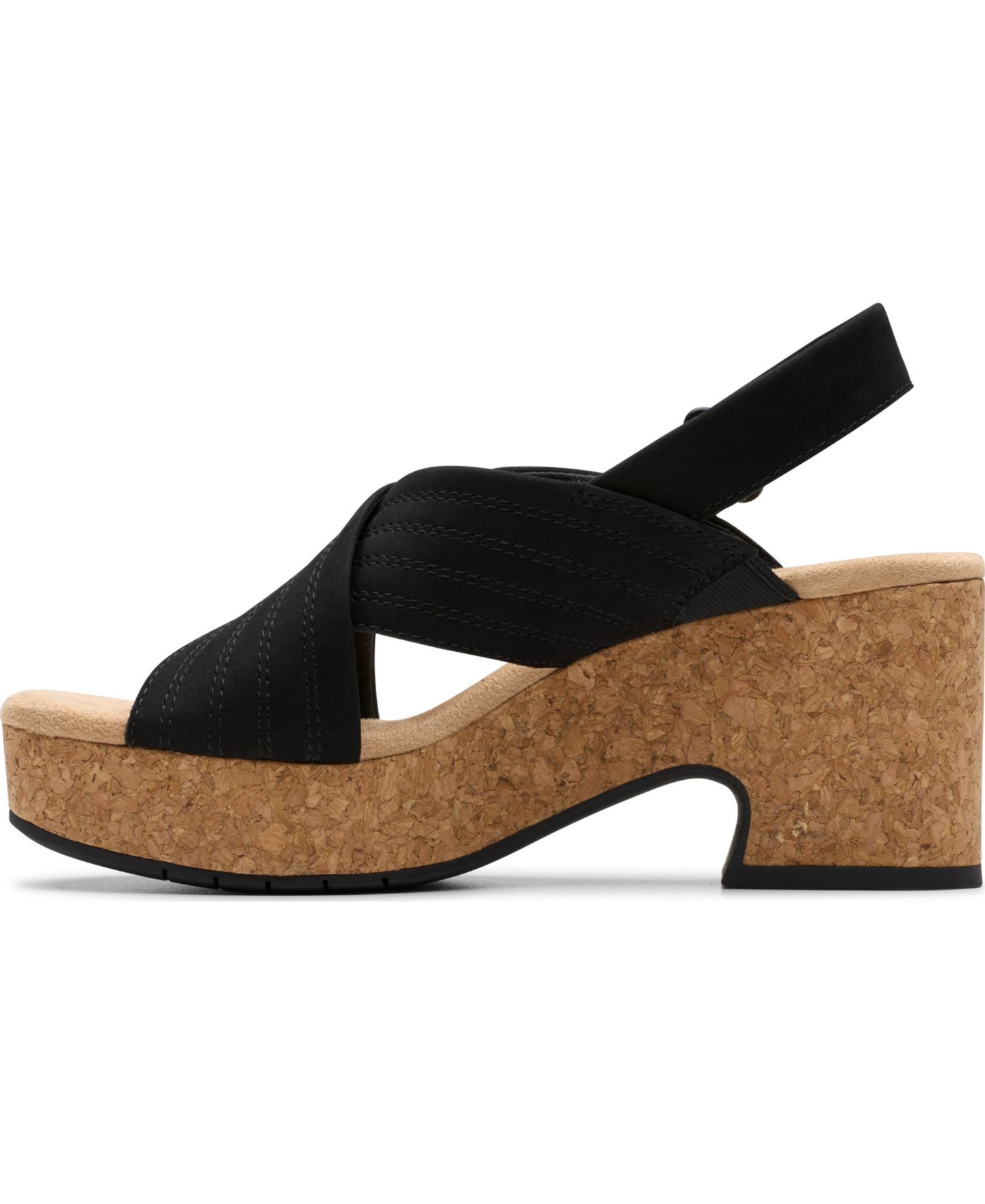 Женские сандалии Clarks Collection Nerisa West Buckle Wedge, цвет: Чёрный нубуковый — фото 3
