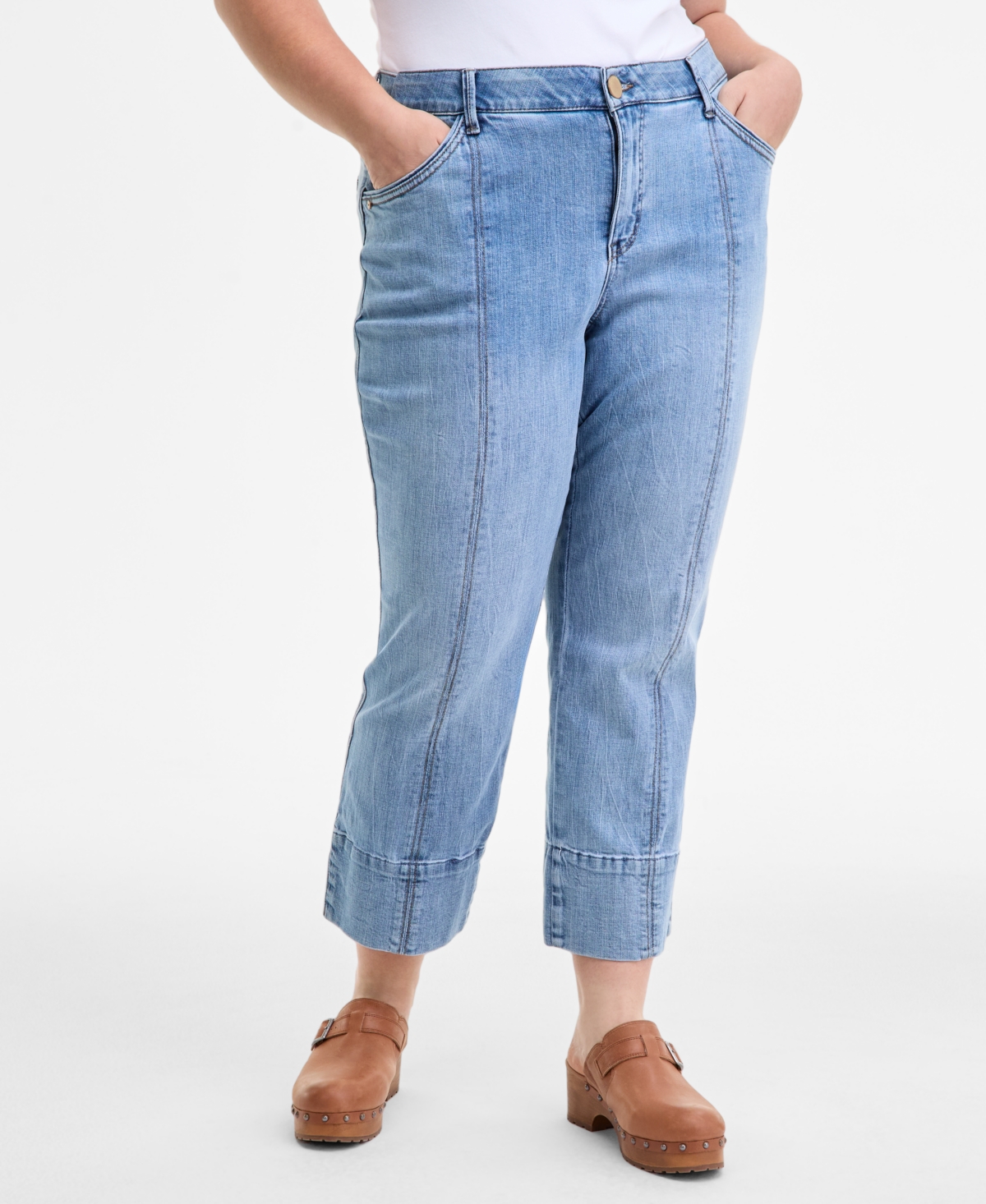 Democracy Trendy Plus Size "ab"solution High-rise Kick-flare Jeans In Blue