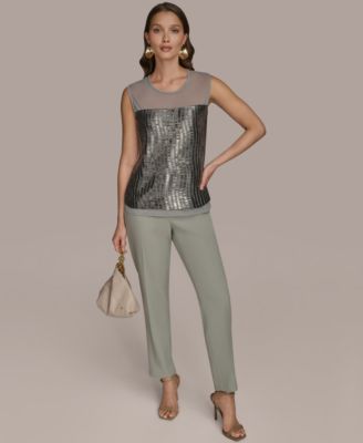 DONNA KARAN NEW YORK ベスト Donna Karan New York Women's Linen Blend Halter Vest - Macy's