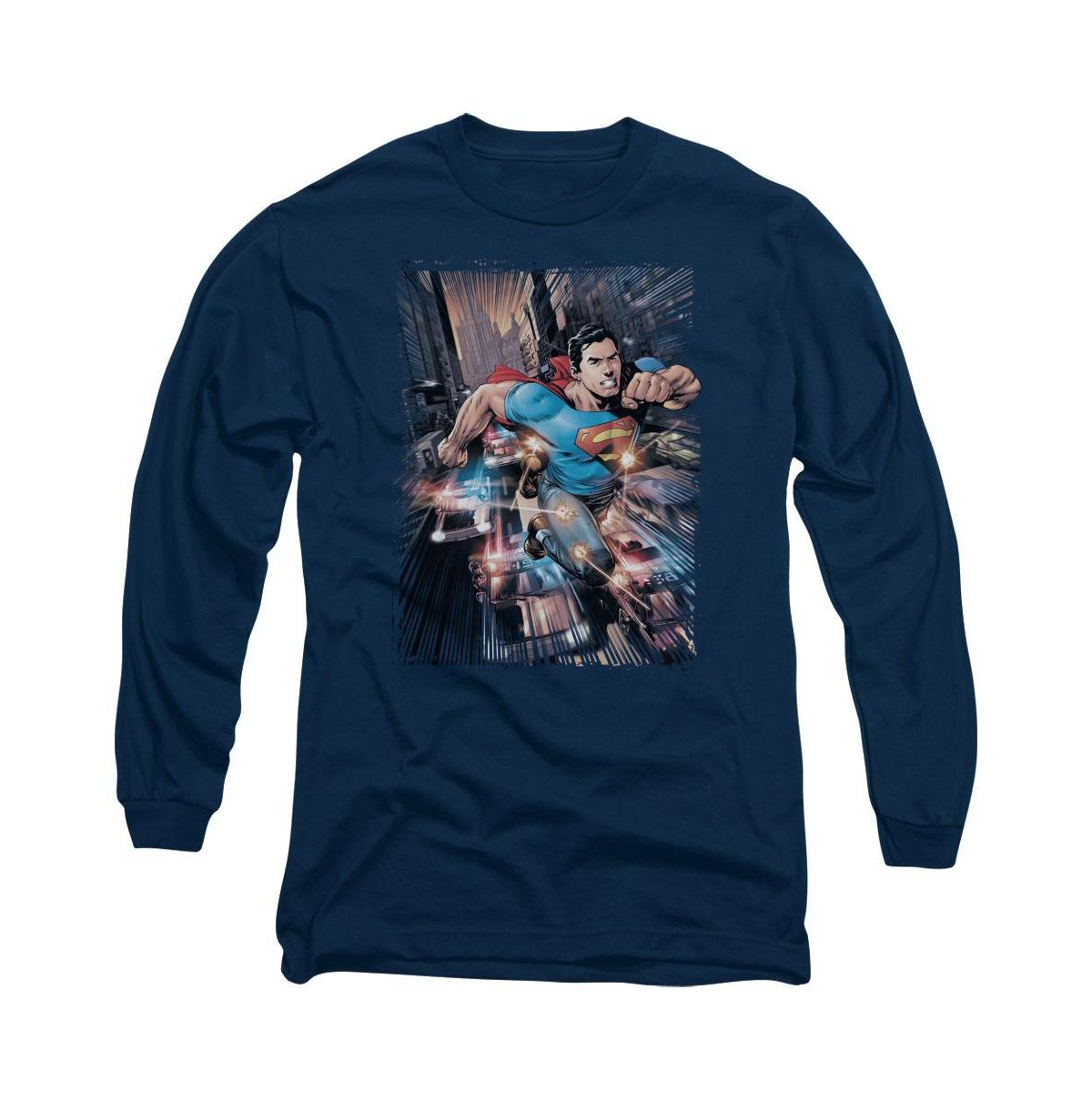 Men's Action Comics 1 Long Sleeve Adult Tee / T-Shirt - Navy