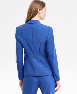 Women's Stretch-Crepe One-Button Seamed Jacket, Regular & Petite