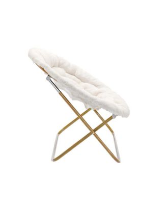 EMMA + OLIVER Double Steel Janey Folding Saucer Chair and Ottoman