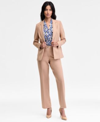 Kasper - Women's Mid-Rise Faux-Fly Straight Pants