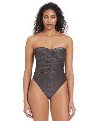 Bar III - Women's Shimmer Core Bandeau One-Piece Swimsuit, Exclusively at Macy's