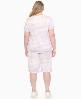 Plus Size Short Sleeve and Capri Lounge Set