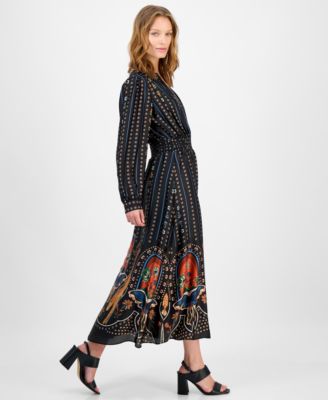Women's Printed Smocked Midi Dress