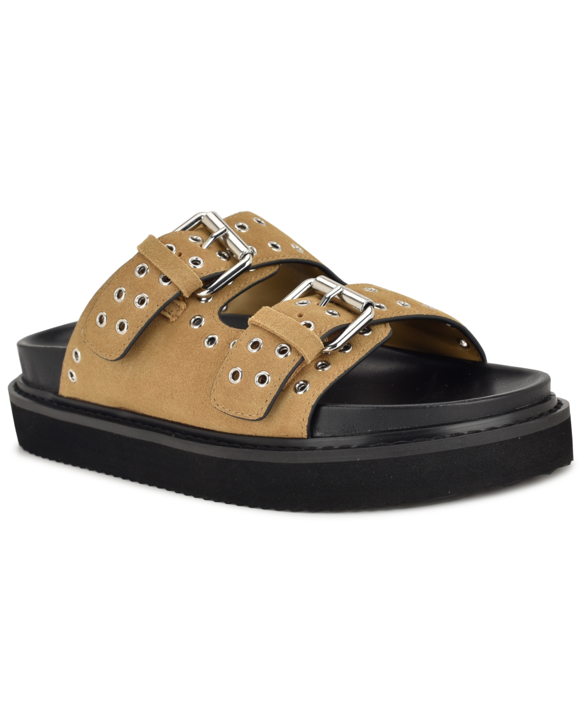 Nine West Women's Eleny Double Band Flatform Sandals In Brown