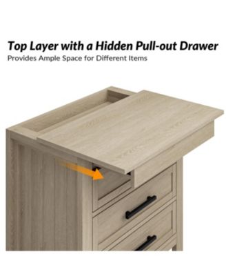 Theresa Transitional 3-Drawer Nightstand with Hidden Pull-out Drawer