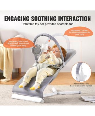 Toddler Bouncer Folding Bouncer Seat Chair 0-9 Months with Toy Bar